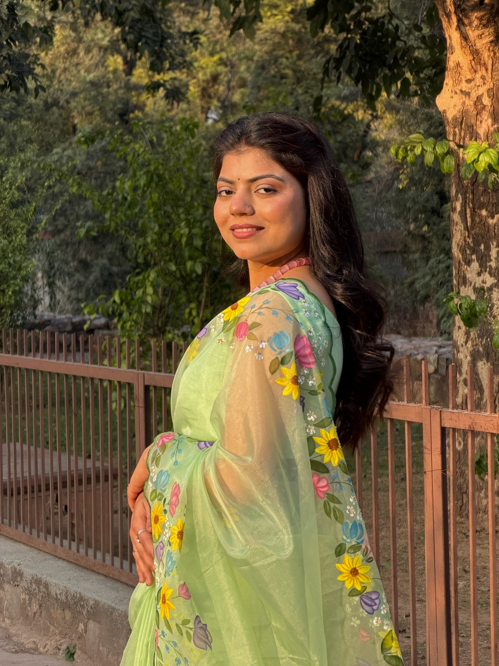 Mint Green Garden Saree