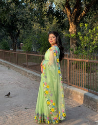 Mint Green Garden Saree