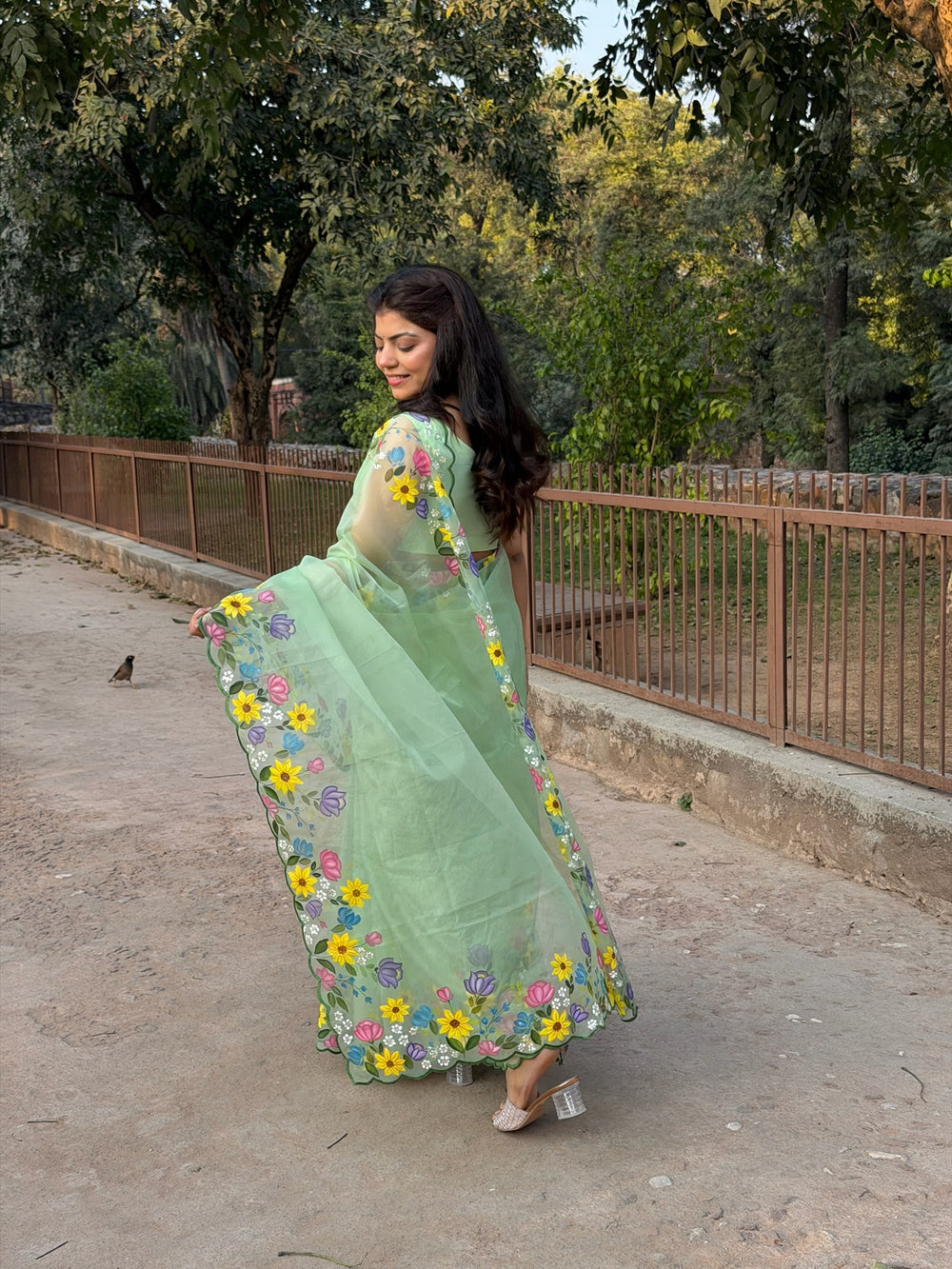 Mint Green Garden Saree