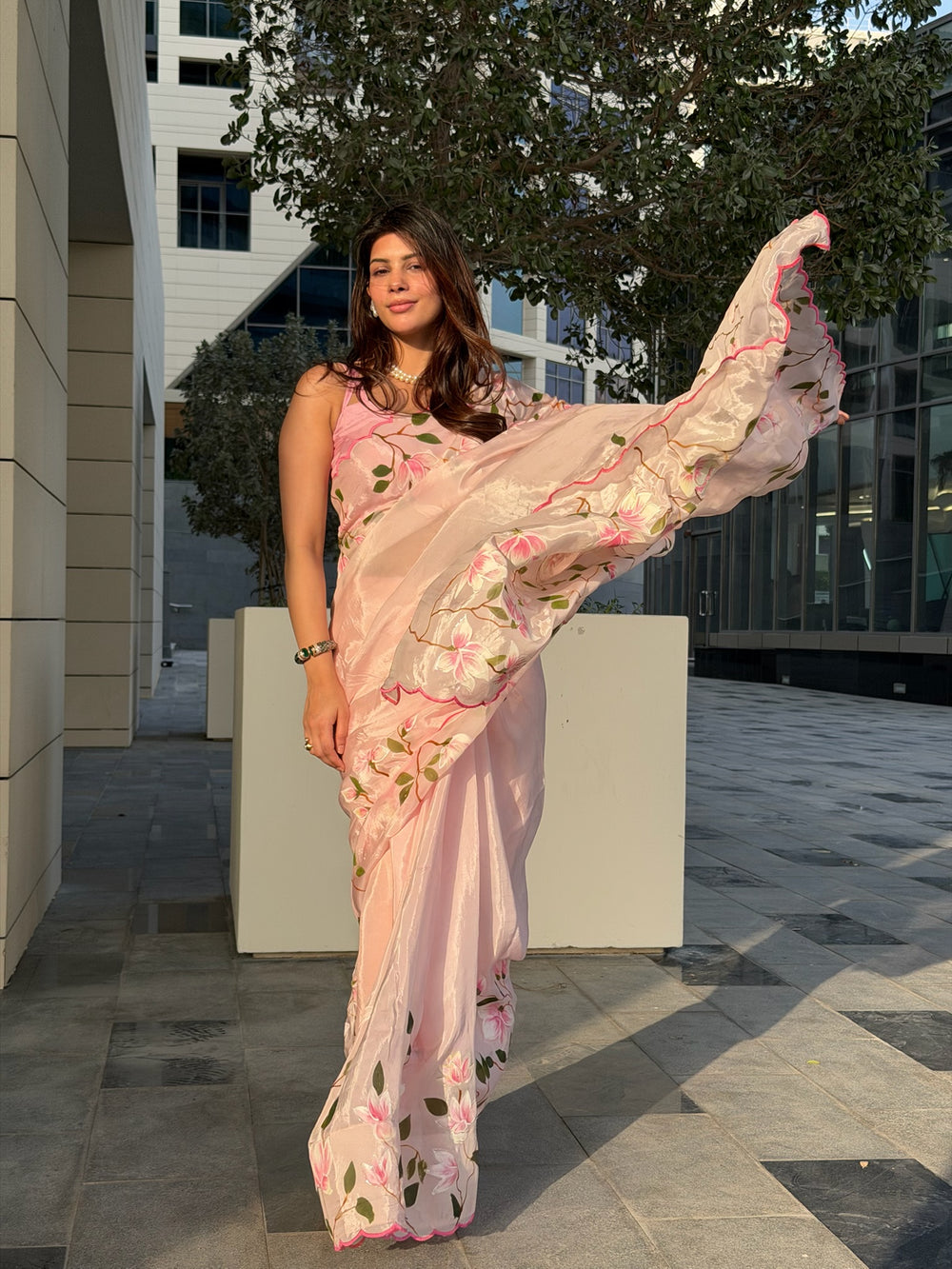 Pink Blossom Saree