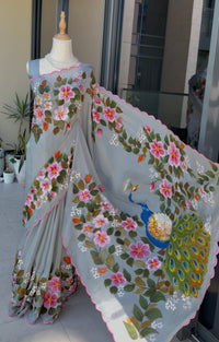 Grey Chandni Mayur Saree